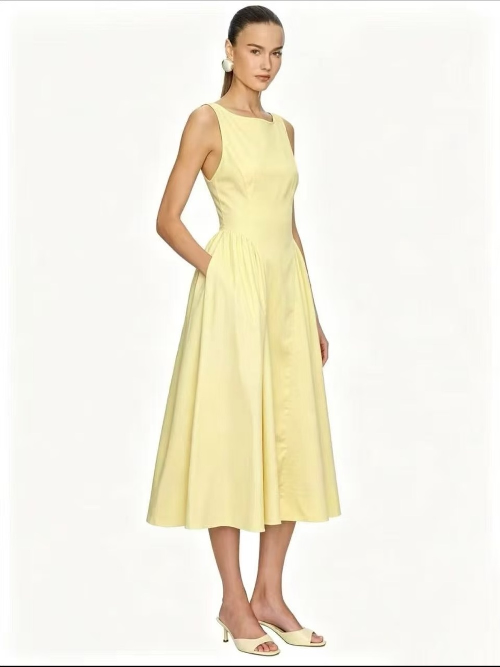 HELSA STRETCH COTTON SATEEN MIDI DRESS